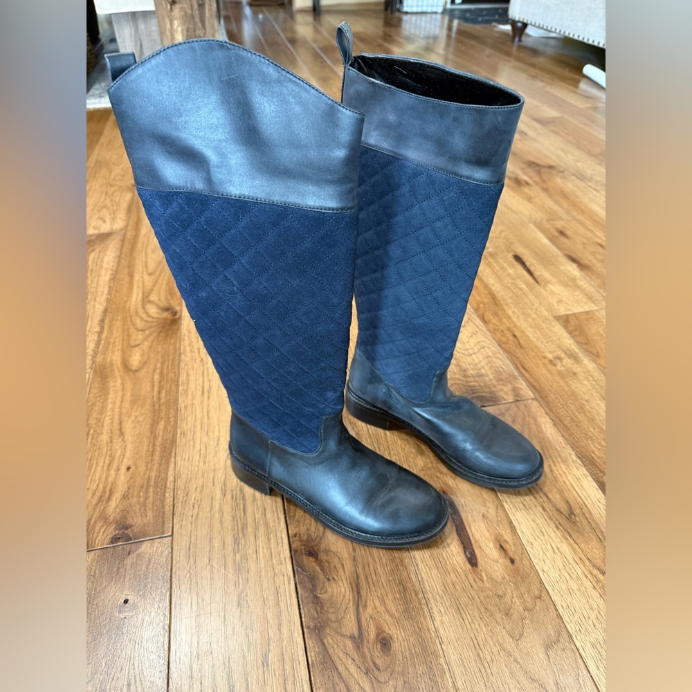 Victoria's Secret Black and Blue Quilted Knee-High Boots